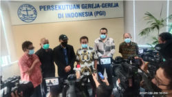 Perwakilan dari 75 pegawai KPK yang dinyatakan tidak lolos tes wawasan kebangsaan saat berkunjung ke kantor PGI di Jakarta, Jumat, 28 Mei 2021. (Foto: PGI)