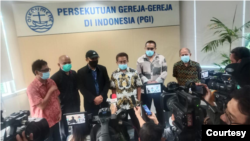 Perwakilan dari 75 pegawai KPK yang dinyatakan tidak lolos tes wawasan kebangsaan saat berkunjung ke kantor PGI di Jakarta, Jumat, 28 Mei 2021. (Foto: PGI)