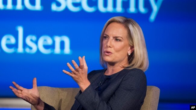 美国国土安全部长吉尔斯腾·尼尔森(Kirstjen Nielsen)在华盛顿的乔治华盛顿大学的网络与国土安全中心讲话(2018年9月5日)