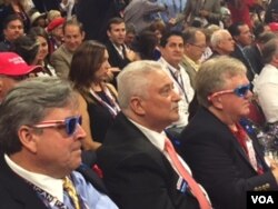 Delegates listen to the prime-time speakers at the Republican National Convention, in Cleveland, July 20, 2016.