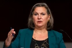 FILE - Victoria Nuland, undersecretary of state for political affairs, speaks on Capitol Hill, Dec. 7, 2021