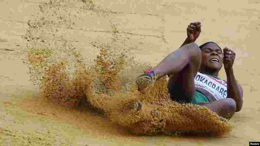 Blessing Okagbare of Nigeria competes in the women's long jump final during the IAAF World Athletics Championships in Moscow August 11, 2013.