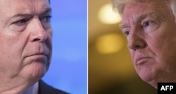 Combination photo shows President-elect Donald Trump speaking to reporters after his meeting with television personality Steve Harvey at Trump Tower, January 13, 2017 in New York City.