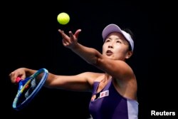 Tennis - Australian Open - First Round - Melbourne Park, Melbourne, Australia - January 21, 2020 China's Shuai Peng in action during the match against Japan's Nao Hibino REUTERS