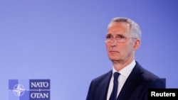 Sekjen NATO Jens Stoltenberg di Brussels, Belgia, 4 April 2023. (REUTERS/Johanna Geron)