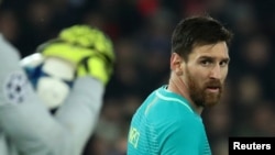 Lionel Messi au Parc Des Princes, Paris, France, le 14 février 2017 dans un match entre le Barça et le PSG