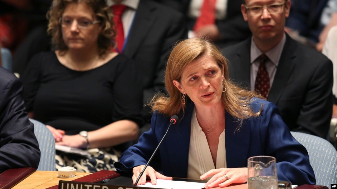 Đại sứ Hoa Kỳ Samantha Power phát biểu sau khi hiệp ước hạt nhân Iran được Hội đồng Bảo an LHQ tán thành hôm 20/7/2015.