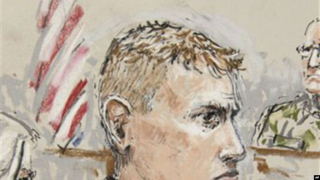 Artist's sketch of U.S. Army Staff Sergeant Calvin Gibbs in court (File)