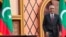 Maldives' President Mohamed Muizzu looks on after reading the oath during his inauguration ceremony in Male on Nov. 17, 2023. He vowed to expel Indian troops deployed in the strategically located archipelago in his first speech to the nation after being sworn into power.
