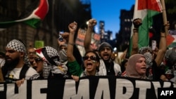 FILE - People take part in a protest in support of the Palestinian people in New York on Oct. 28, 2023.