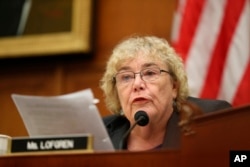 FILE - Rep. Zoe Lofgren, D-Calif., speaks during a committee hearing on Capitol Hill, July 24, 2019.