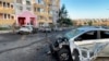 This photo released by Belgorod regional governor Vyacheslav Gladkov's Telegram channel on Sept. 16, 2024, shows burnt cars in the courtyard of an apartment building after a missile attack by the Armed Forces of Ukraine on the city of Belgorod, Russia.