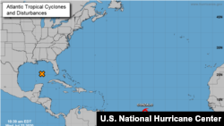 រូបឯកសារ៖ ខ្យល់​ព្យុះត្រូពិក Gonzalo បោកបក់​​នៅលើមហាសមុទ្រអាត្លង់ទិច នៅ​ថ្ងៃទី ២២ ខែកក្កដា ឆ្នាំ២០២០។ (រូបថត៖ U.S. National Hurricane Center)