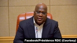 Président Félix Tshisekedi na bokutani na bokutani ya bokengi na Kinshasa, 23 février 2021. (Facebook/Présidence RDC)