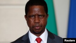 Le président de la Zambie Edgar Lungu au Palais de l'Élysée, à Paris, le 8 février 2016.