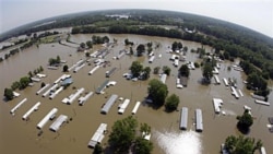 A wide-angle picture of flooded homes in Memphis, Tennessee, this week