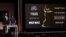 A screen showing the Oscar nominees for Best Picture as announced by actor John Krasinski and Academy President Cheryl Boone Isaacs during the Academy Awards Nominations Announcement at the Samuel Goldwyn Theater in Beverly Hills, California, Jan. 14, 2016.