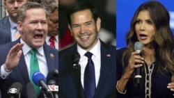 Kombinasi foto yang menunjukkan Anggota DPR Michael Waltz (dari kiri ke kanan), Senator Marco Rubio, dan Gubernur South Dakota Kristi Noem. (Foto: VOA)