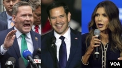 Michael Waltz, Marco Rubio e Kristi Noem, aliados do Presidente eleito