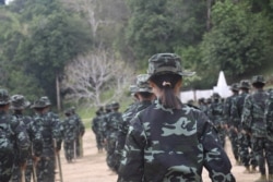 This handout photo from local media group Kantarawaddy Times taken on May 10, 2021, and released on June 4 shows military training conducted by the Karenni National Progressive Party ethnic rebel group in Kayah state, Myanmar..