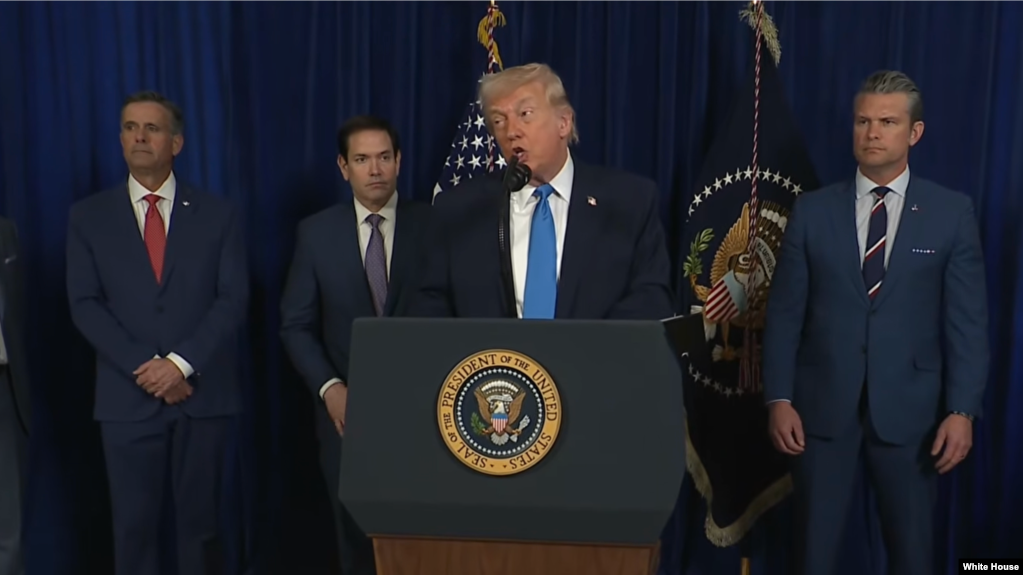 唐纳德·特朗普总统就美国在委内瑞拉展开行动并抓获马杜罗举行新闻发布会上发表讲话。(2026年1月3日)