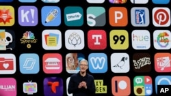 FILE - Apple CEO Tim Cook speaks during an announcement of new products at the Apple Worldwide Developers Conference in San Jose, Calif., June 4, 2018.