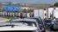 Vehicles on the AP-7 highway are stuck in traffic due to a protest organized by pro-independence supporters, near Figueres, Spain, March 27, 2018. 