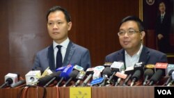 香港民主派立法會議員就宣誓風波會見立法會主席梁君彥 (美國之音湯惠芸攝)