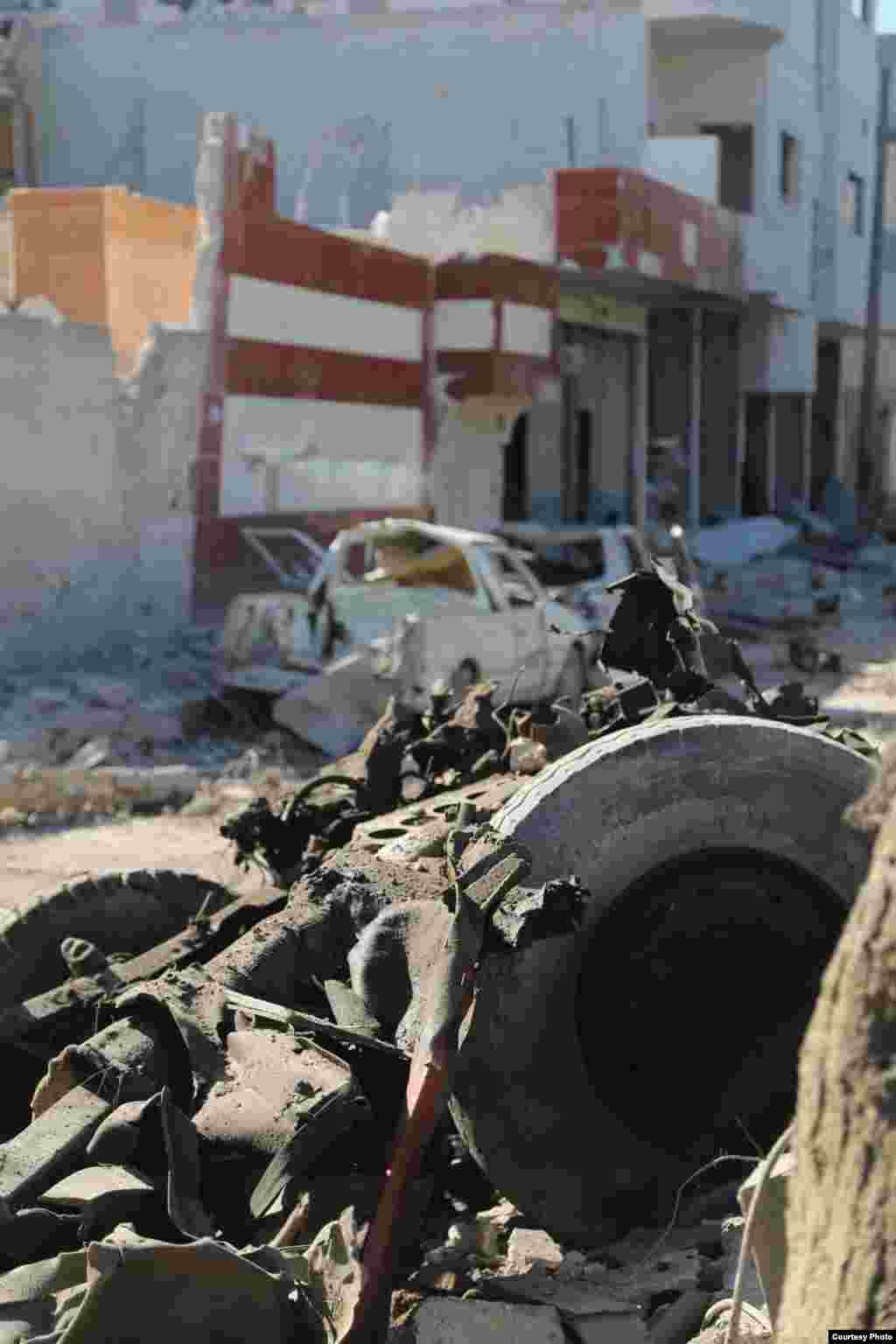 This truck was rigged with explosives and used to attack Al-Salam Square in Kobani, Syria, Oct. 22, 2014. (Shirwan Qasim / Transterra Media)