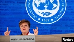 ARCHIVO - La directora gerente del FMI, Kristalina Georgieva, habla en un acto en Washington, EEUU, el 19 de abril de 2024.