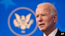 President-elect Joe Biden speaks during an event at The Queen theater, Jan. 15, 2021, in Wilmington, Del. 