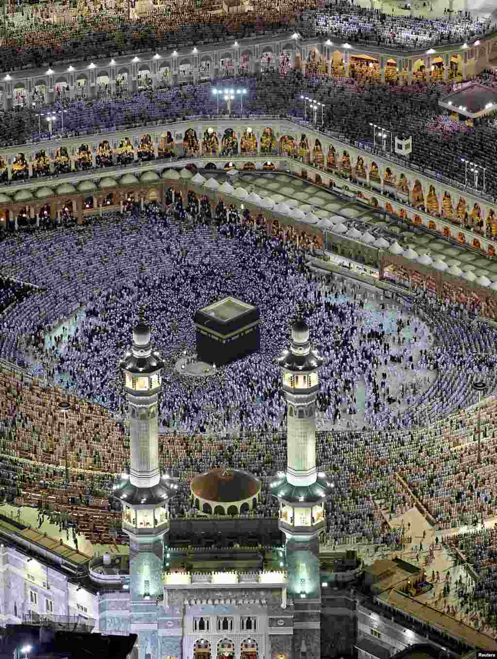 Pilgrims pray in the Grand Mosque during the Muslim month of Ramadan in the holy city of Mecca