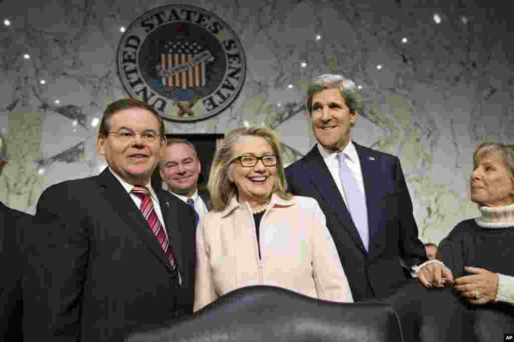 Senate Foreign Relations Committee Chairman John Kerry arrives on Capitol Hill for the start of his confirmation hearing to replace Secretary of State Hillary Clinton, January 24, 2013. 