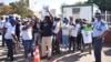 Protesters demonstrate against a bill that would have given the president sweeping powers to make government appointments, outside Botswana's National Assembly in Gaborone on Sept. 4, 2024.