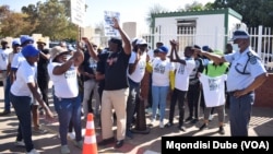 Protesters demonstrate against a bill that would have given the president sweeping powers to make government appointments, outside Botswana's National Assembly in Gaborone on Sept. 4, 2024.