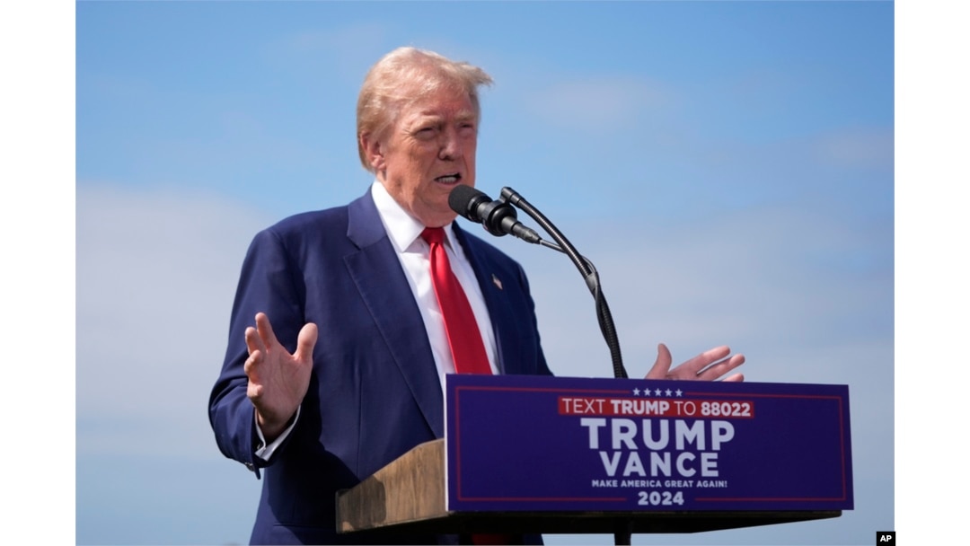Republican presidential nominee and former U.S. President Donald Trump speaks during a news conference held at Trump National Golf Club Los Angeles in Rancho Palos Verdes, California, Sept. 13, 2024.