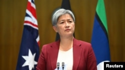 Australian Foreign Minister Penny Wong, shown here at Parliament House in Canberra on March 20, 2024, stirred up controversy when she said on April 9 that it was possible Australia could consider some kind of recognition of a Palestinian state.