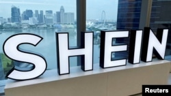 中國跨境電商SHEIN位於新加坡中央商務區辦公室的SHEIN標誌。（資料照）