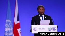 Presidente angolano João Lourenço discursa na COP26, Conferência do Clima da ONU, em Glasgow. 2 de Novembro, 2021