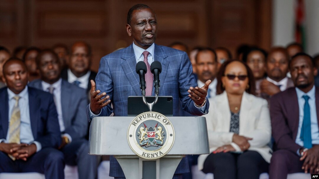 Predsednik Kenije Vilijam Ruto u obraćanju naciji u Najrobiju 26. juna 2024. ( SIMON MAINA / AFP)
