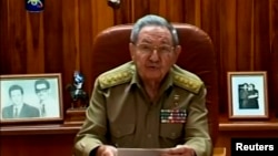 Raoul Castro, lúc còn là chủ tịch Cuba, nói trên truyền hình ở Havana hôm 17/12/2014. Người đứng đầu Đảng Cộng sản Cuba chỉ trích Mỹ trong một bài phát biểu hôm 1/1 nhân kỷ niệm 60 năm cách mạng Cuba.