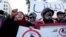 Protesters shout slogans against rising prices and tax increases in Tunis, Tunisia, Jan. 13, 2018.