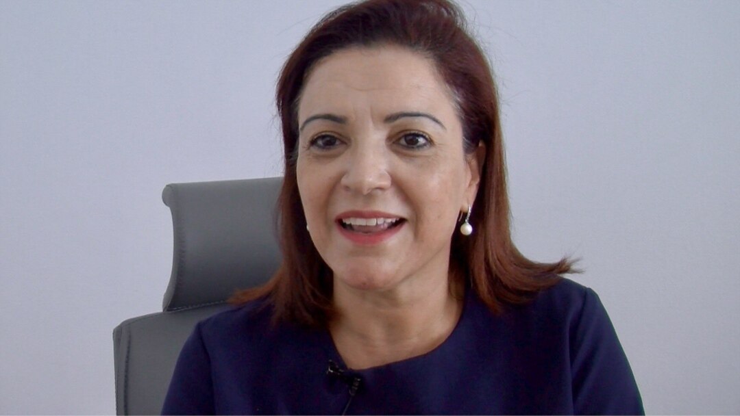 Sana Ghenima heads an association trying to get Tunisian women more politically active. (L. Bryant/VOA)