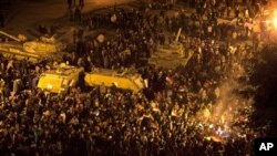 Anti-government protesters in Tahrir Square in downtown Cairo, Egypt Thursday, Feb. 10, 2011