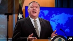 Mike Pompeo lors d'une conférence de presse au département d'État à Washington, le 2 septembre 2020.