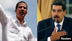 Pemimin Oposisi Venezuela, Juan Guaido (kiri) dan Presiden Venezuela Nicolas Maduro.