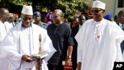 Shugaban Najeriya Muhammad Buhari da Yahya Jammeh yayin ziyarsu ta biyu akan neman sulhu