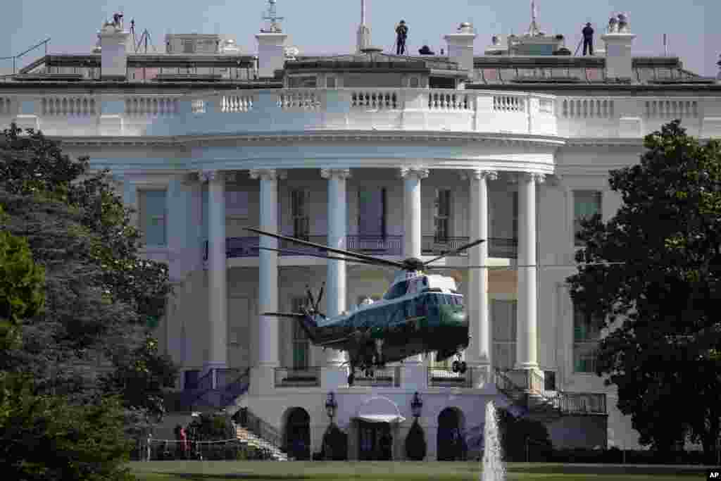 هلی‌کوپتر مخصوص پرزیدنت ترامپ از مقابل حیاط کاخ سفید می‌خیزد. رئیس جمهوری آمریکا برای بازدید از مراحل ساخت دیوار مرزی با مکزیک، عازم ایالت آریزونا شد