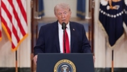 资料照片：特朗普总统在白宫对全国发表讲话，谈打击伊朗政权的军事行动。(2026年4月1日)