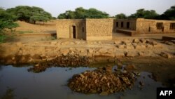 Flood waters stagnate by a structure in the ancient royal city at the archaeological site of Meroe, in the Sudanese al-Bajrawia area in the River Nile State, 200Km north of the capital, Sept. 9, 2020.